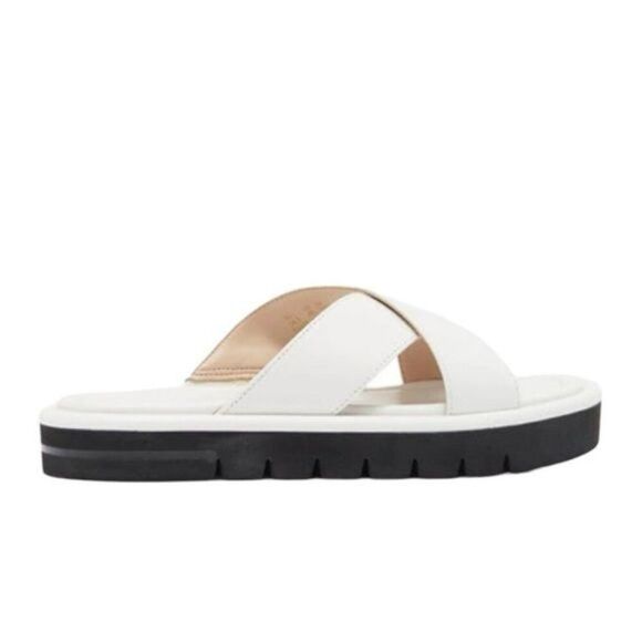 Stuart Weitzman Elodie Leather Slide Sandal in White Size 10 - Picture 9 of 9